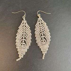 Gold and crystal leaf drop earrings